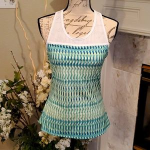 FILA green blue tennis tank EUC, built in bra, Sm